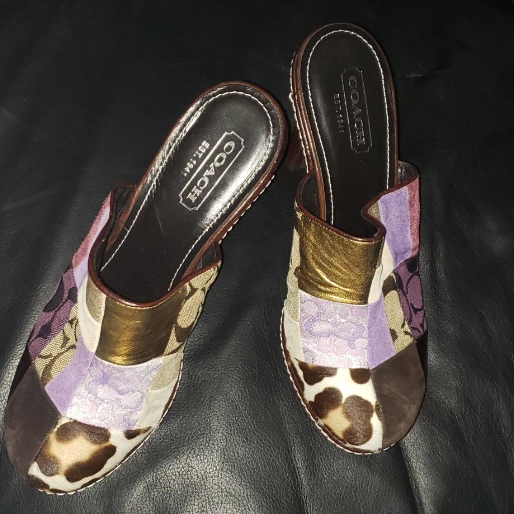 Coach Patchwork Clogs, Size 7